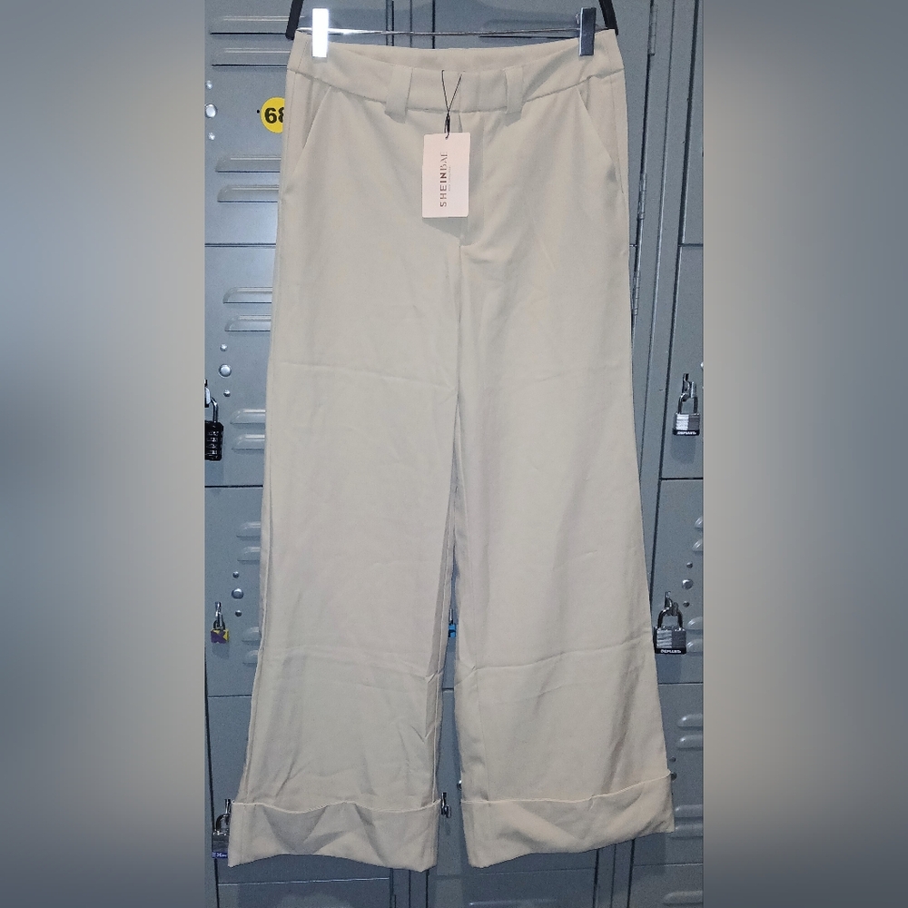NWT SHEIN BAE Women's Button Pocket Simple Low-Waist Long Cuffed Pants Size 4 - Picture 6 of 8